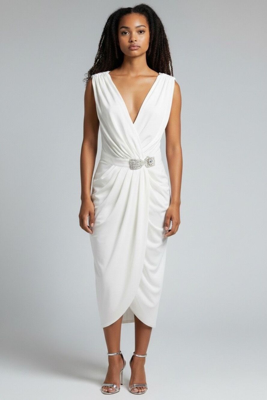 Reem Acra Cocktail Dress in White NWT Size 2